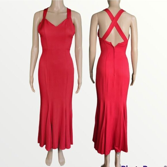Jessica McClintock Gunne‎ Sax red trumpet silhouette  party/prom dress. - Picture 2 of 13